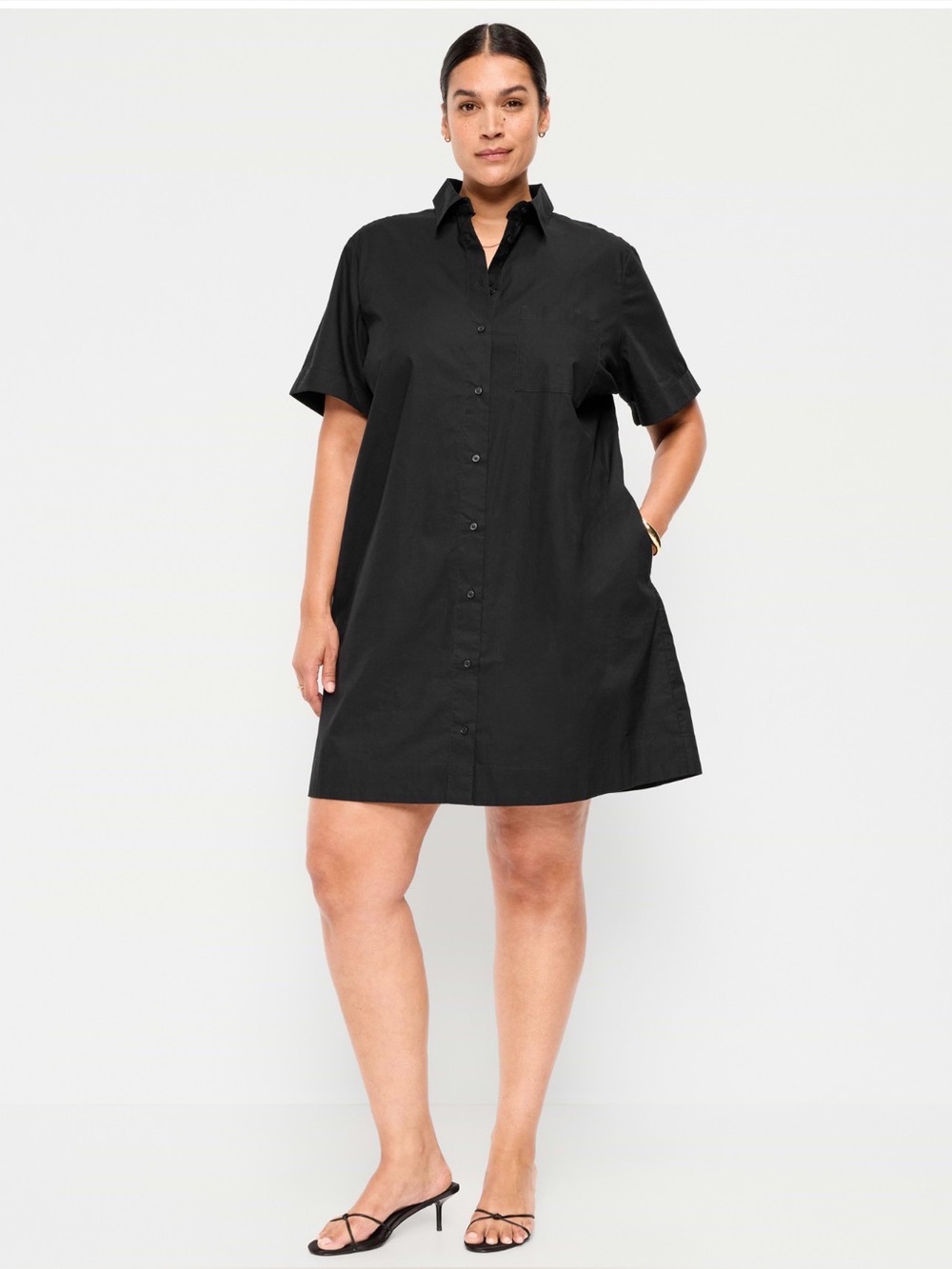 Old Navy Black Short-Sleeve Button-Down Shirt
